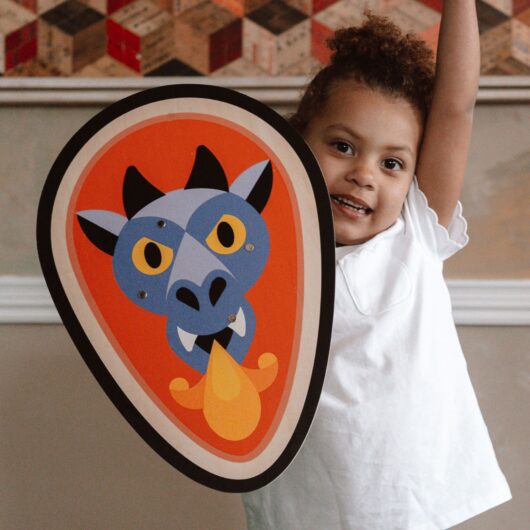 Wooden Shield with Sword Dragon