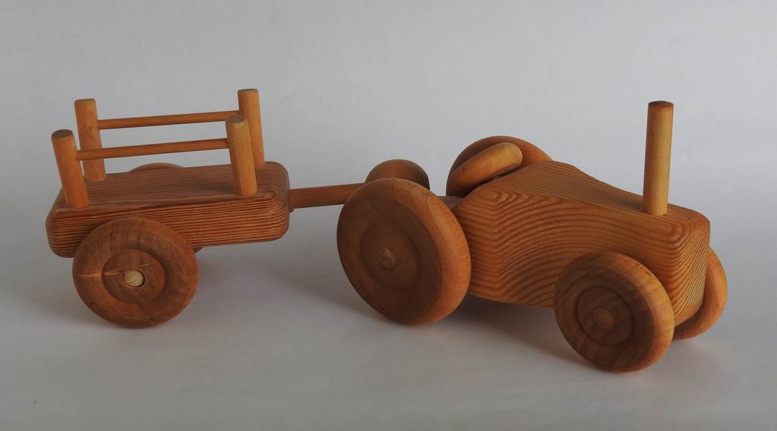 Debresk Tractor with cart - Small Wooden